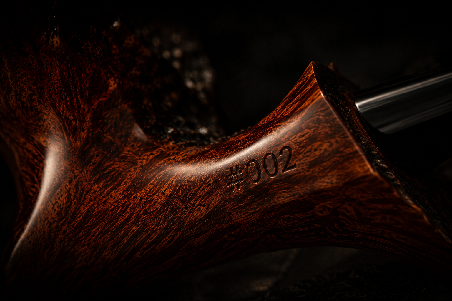 Engraved briar pipe detail — Freehands collection